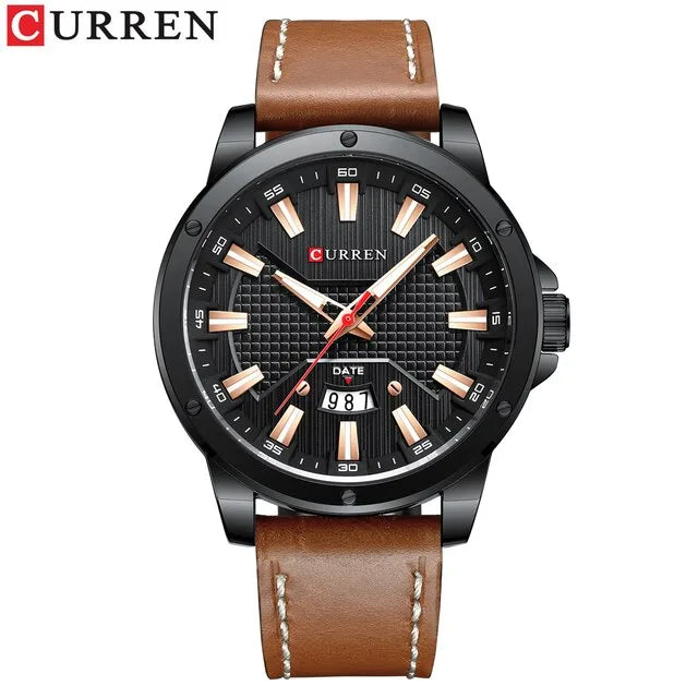 Curren 8376 | Esfera Grande y Correa de Cuero – Estilo Casual con Función Diaria