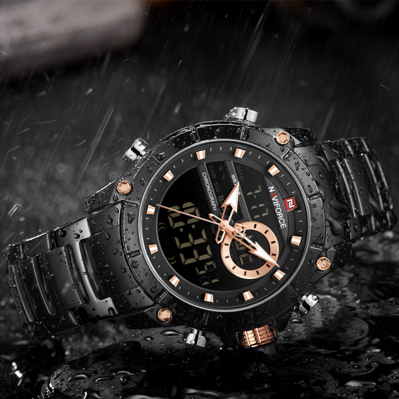 NAVIFORCE NF9163 – DISEÑO MILITAR, DOBLE HORA Y ALTA FUNCIONALIDAD