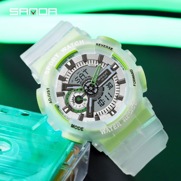 Sanda 3029 | Fluorescente & Dual Time – Estilo que Brilla de Día y de Noche