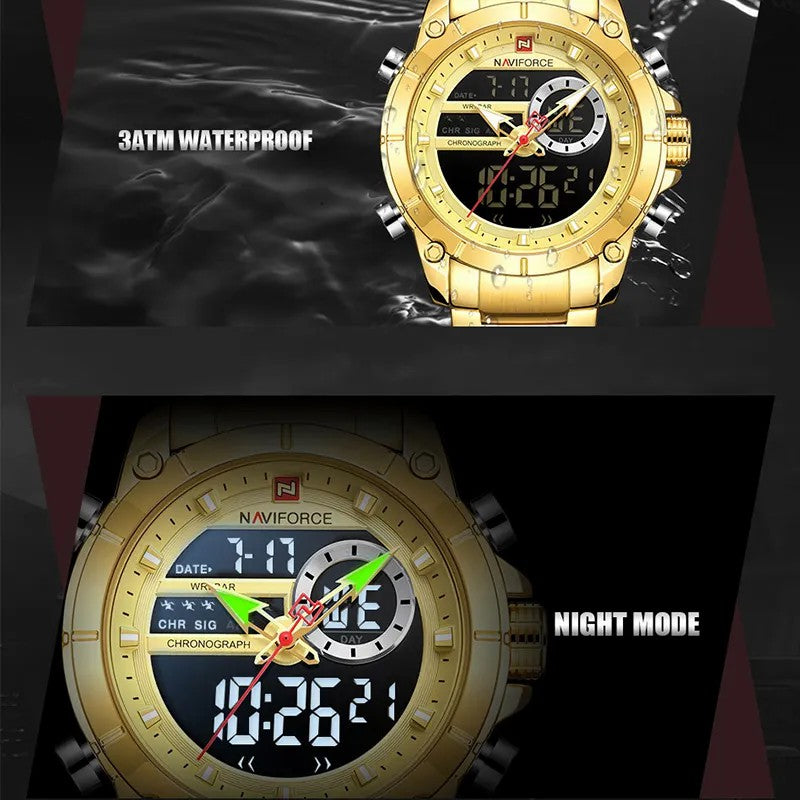 Naviforce 9163 | Poder Dual en tu Muñeca – Reloj Deportivo y Elegante para Hombres con Estilo