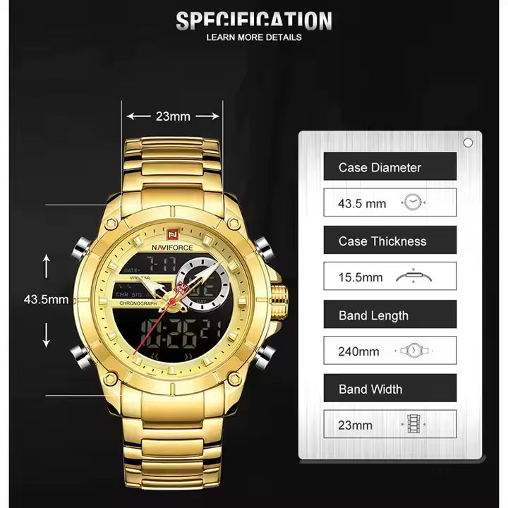 Naviforce 9163 | Poder Dual en tu Muñeca – Reloj Deportivo y Elegante para Hombres con Estilo