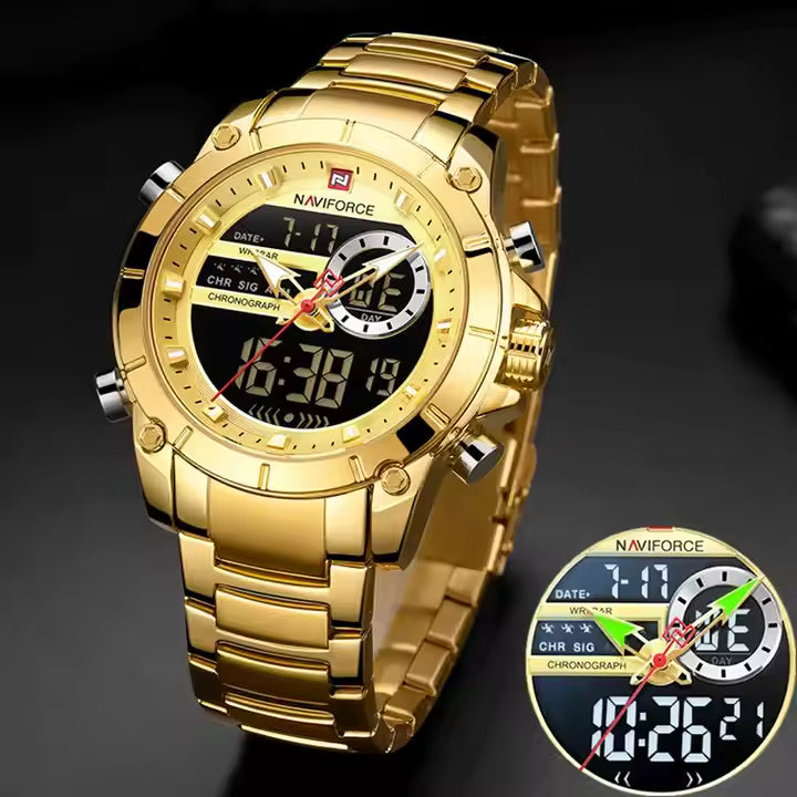 Naviforce 9163 | Poder Dual en tu Muñeca – Reloj Deportivo y Elegante para Hombres con Estilo