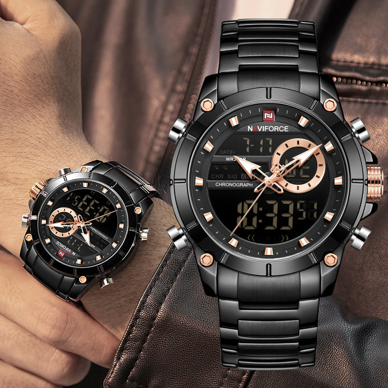 NAVIFORCE NF9163 – DISEÑO MILITAR, DOBLE HORA Y ALTA FUNCIONALIDAD