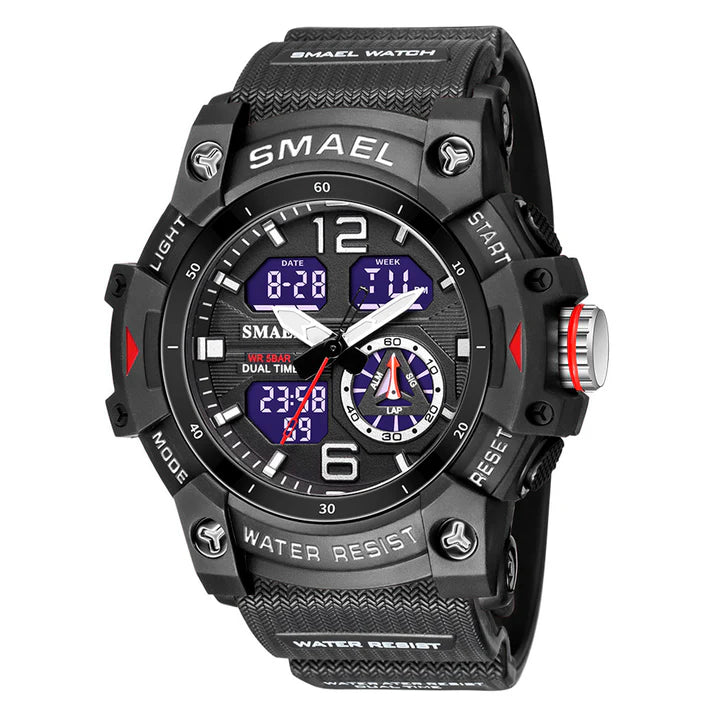 Smael 8007 | Estilo Militar con Dual Time – Resistencia y Presencia en tu Muñeca