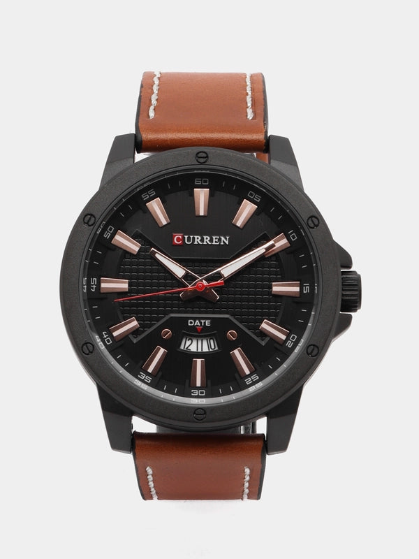 Curren 8376 | Esfera Grande y Correa de Cuero – Estilo Casual con Función Diaria