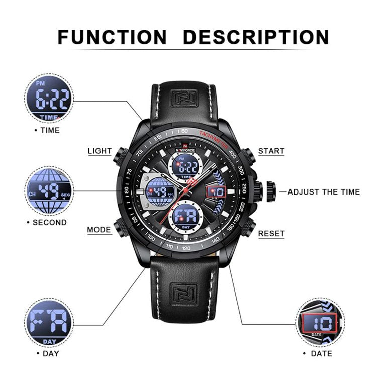 Reloj Naviforce – modelo NF9197 (negro resistente al agua)