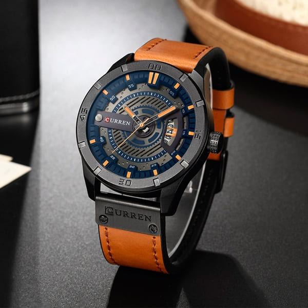 Curren 8301 | Esfera 3D y Correa de Cuero – Diseño Casual con Carácter