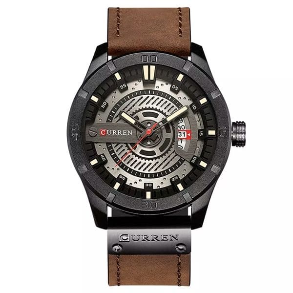 Curren 8301 | Esfera 3D y Correa de Cuero – Diseño Casual con Carácter