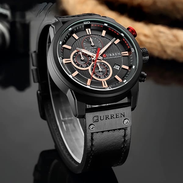 Curren 8291 | Cronógrafo Elegante con Correa de Cuero – Estilo Atemporal