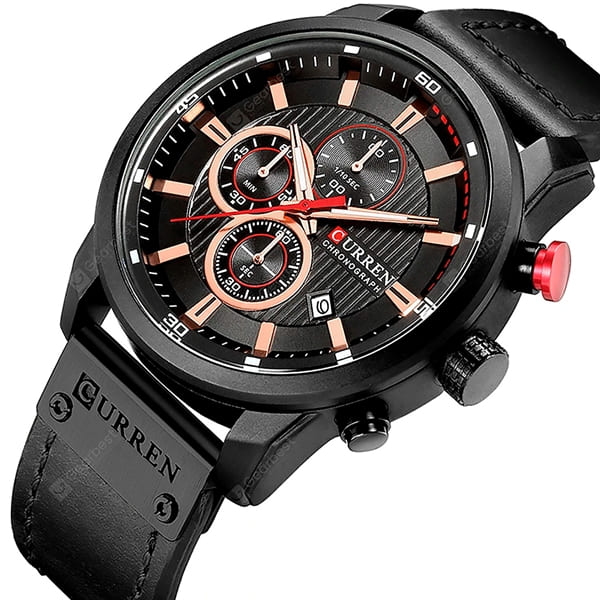 Curren 8291 | Cronógrafo Elegante con Correa de Cuero – Estilo Atemporal