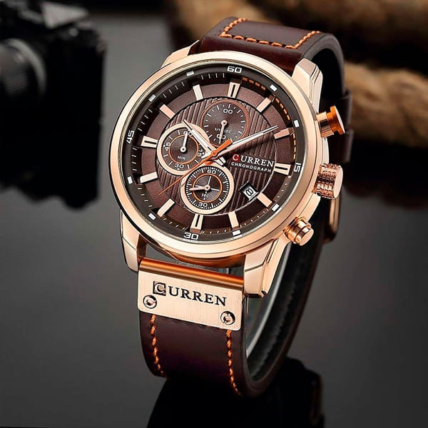 Curren 8291 | Cronógrafo Elegante con Correa de Cuero – Estilo Atemporal